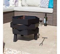 La Hacienda Nazca Tiered Geometric Deep Firepit Fire Basket Brasier Black 46 X 46 X 36 Cm 3 Kg