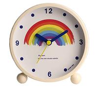 LA HAUTE 4" Round Silent Alarm Clock Non Ticking Bedside/Desk Alarm Clock Battery Powered Travel Clock with Nightlight (Z-Rainbow)