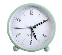 LA HAUTE 4" Round Silent Alarm Clock Non Ticking Bedside/Desk Alarm Clock Battery Powered Travel Clock with Nightlight (Green 1)
