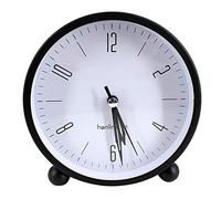 LA HAUTE 4" Round Silent Alarm Clock Non Ticking Bedside/Desk Alarm Clock Battery Powered Travel Clock with Nightlight, Black