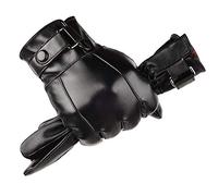 LA HAUTE Men's Touchscreen Texting Leather Gloves - Winter Warm Black Soft Leather Thermal Gloves