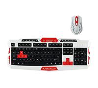 LA HAUTE Wireless Gaming Keyboard and Mouse Combo 2.4Ghz Wireless Multimedia Entertainment Keyboard Sets with1000/1600DPI Game Mouse for Desktop, PC,Laptop,White Red