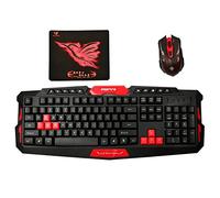 LA HAUTE Wireless Gaming Keyboard and Mouse Combo 2.4Ghz Wireless Multimedia Entertainment Keyboard Sets with1000/1600DPI Game Mouse for Desktop, PC,Laptop,Red