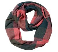 LA HAUTE Women's Checkered Infinity Loop Scarf with Zipper Pocket Secret Hidden Pocket Travel Cashmere Snood Shawl