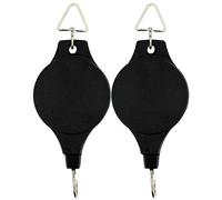LA HUATE 2Pcs Retractable Plant Hanger Adjustable Heavy Duty Plant Pulley Hook for Garden Hanging Baskets Pots, Birds Feeder, Black