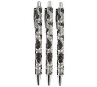 LA HUATE 3pcs Bling Crystal Diamond Pens Metal Ballpoint Pens 0.7MM Black Ink Refill Click Pens Business Wedding School Office Supplies