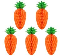 LA HUATE 5Pcs Easter Carrot Paper Pendant Ornaments Carrot Honeycomb Ball Ornament Easter Tree Decor Hanging Paper Ornaments for Party