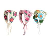 LA HUATE Crochet Hair Bandanas Headscarf Floral Headband Vintage Handmade Knitted Head Kerchief for Women Girls