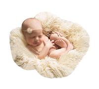 LA HUATE Newborn Baby Photo Props Blanket Soft Faux Fur Photography Carpet Rug Studio Backdrop Photo Mat, Beige