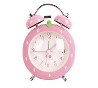 LA HUATE Students Seniors Alarm Clocks Twin Bell Bedside Alarm Clock Silent Non Ticking Desk Travel Clocks with Nightlight (Pink(Strawberry Oval))