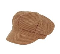 LA HUATE Women Girls Corduroy Newsboy Cap Solid Color Gatsby Cabbie Cap Visor Beret Hat with Elastic Band Camel
