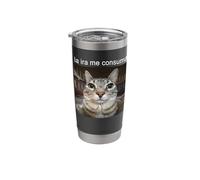 La Ira Me Consume Silly Staring Cat Meme Spanish Language Stainless Steel Insulated Tumbler