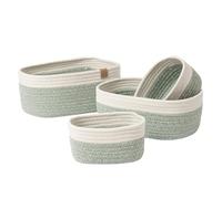 LA JOLIE MUSE Rope Storage Baskets for Organizing, Small Cotton Woven Basket for Bathroom Shelf Nursery, Decorative Basket Organizer Bins 4 Pack, Shell White & Ivy Green