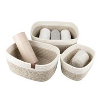 LA JOLIE MUSE Storage Baskets, Cotton Rope Woven Bathroom Storage Basket Set of 3, Small Basket Box Organizer Bins With Handles