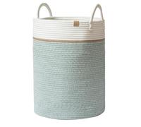 LA JOLIE MUSE Woven Basket Rope Storage Baskets - Tall Cotton Basket, Laundry Basket for Blanket, Kids Toy, Nursery Clothes Hamper Basket, Ivy Green, 72 Liter-XL