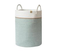LA JOLIE MUSE Woven Basket Rope Storage Baskets, Tall Cotton Basket, Laundry Basket for Blanket, Kids Toy, Nursery Clothes Hamper Basket, Ivy Green, 58 Liter-L