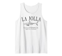 La Jolla California Vintage Shark Black Art Outline Tank Top