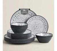 La Joventino 24PCS Melamine Dinnerware Set for 8 People, Durable Tableware for Camping, Picnic Plates & Bowls, Ideal for Caravan, Patio, Garden Party