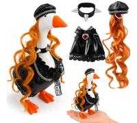 LA KEN DU Desk Goose Outfits Gothic Punk 7 Inches - Mini Goose Clothes Set for Desktop Goose Accessories, Costume for Office Desk Decor (Black Punks)