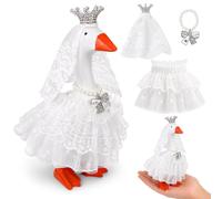 LA KEN DU Desk Goose Outfits Wedding 7 Inches - Mini Goose Clothes Set for Desktop Goose Accessories, Costume for Office Desk Decor (White Wedding Dress)