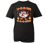 La-la-la-Lava Steve Lava Chicken T-Shirt - Pixel Gaming Top Fun Retro Gaming Chicken Graphic Tee (Black, XL)