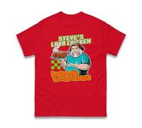 La La La Steve's Lava Chicken T-Shirt - Boys Girls Funny Pixel Chicken Gamer Shirt Viral Meme Tee Foodie Gift Unisex Kids Adults Top (Red, 7 Years)
