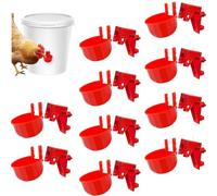 La La Pet 10Pcs Automatic Chicken Waterer Cups Small Water Bowls with Mounting Hole Opener Plastic Drinking Trough Watering Feeder Kit Suitable for Poultry Ducks Quail & Goose