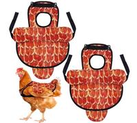 La La Pet 2Pcs Chicken Saddles and Back Protector Double-Layer Side Feather Apron with Adjustable Straps Poultry Habitat Supplies Red