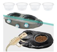 La La Pet 2Pcs Magnetic Reptile Feeding Ledge Double Bowl Feeder Tray with 4 Cups Reptiles Food & Water Dishes for Crested Gecko Bearded Dragon Lizards Chameleons