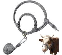 La La Pet Adjustable Cattle Halter Hand Braided Livestock Leading Rope Farm Training Supplies Handling Equipment for Calf Cows Horses Donkeys Goats Foals 6.56Ft Rope