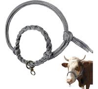 La La Pet Adjustable Cattle Halter Hand Braided Livestock Leading Rope Farm Training Supplies Handling Equipment for Calf Cows Horses Donkeys Goats Foals 0.47Inch Collar