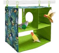 La La Pet Double-Tier Hanging Bird Hammock Parrot Play House Breathable Hideaway Nest Snuggle Hut for Summer Cooling Square Sleeping Tent for Macaws Parakeets Cockatoos Lovebirds