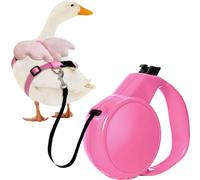 La La Pet Duck Harness with Traction Rope Adjustable Chest Strap Automatic Retractable Leash 9.84ft Soft Pet Vest Set Outdoor Walking Supplies for Cole Ducks Chicken Goose Pink XS