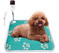 La La Pet Pet Heating Pad 9 Adjustable Temperature 110V Heated Bed with Switch and Power Line Protection Tube Leather Mat for Indoor Cats Dogs Rabbits Green