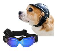 La La Pet® Pet Helmet with Dog Goggles Pet Doggie Cap Hat Dog Sunglasses Pet Eye Wear Cat UV Protection Sun Glasses for Puppy Dog Travel Skiing, Helmet S + Blue Goggles