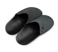 La Leche, Minimalist Slippers for Men, Shoes for Home, Indoor-friendly Slippers, Full Grain Leather, Handmade, Charcoal Black, 5 UK