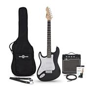 LA Left Handed Electric Guitar Black, 10W Guitar Amp & Accessory Pack
