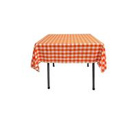 LA Linen Checkered Overlay Tablecloth, 58 by 58-Inch, Orange