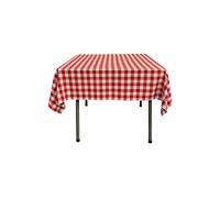 LA Linen Checkered Overlay Tablecloth, 58 by 58-Inch, Red/White