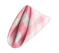 LA Linen Pack of 10 Gingham Checkered 18 x 18-Inch Napkins, White/Pink