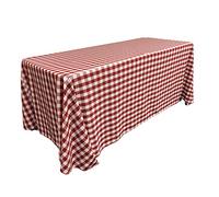LA Linen Poly Checkered Rectangular Tablecloth, 90 by 132-Inch, Red/White