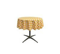 LA Linen Poly Checkered Round Tablecloth, 51-Inch, Dark yellow/White