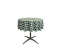 LA Linen Poly Checkered Round Tablecloth, 51-Inch, Green/White