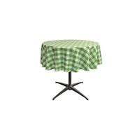 LA Linen Poly Checkered Round Tablecloth, 51-Inch, Lime/White