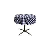 LA Linen Poly Checkered Round Tablecloth, 51-Inch, Navy/White