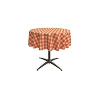 LA Linen Poly Checkered Round Tablecloth, 58-Inch, Orange/White