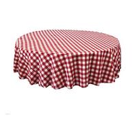 LA Linen Poly Checkered Round Tablecloth, 72-Inch, Red/White