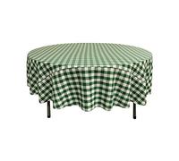 LA Linen Poly Checkered Round Tablecloth, 90-Inch, Green/White