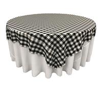 LA Linen Poly Checkered Square Tablecloth, 72 by 72-Inch, Black/White