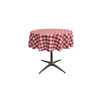 LA Linen Polyester Gingham Checkered 51-Inch Round Tablecloth, Red/White, 129.5 x 129.5 x 0.04 cm
